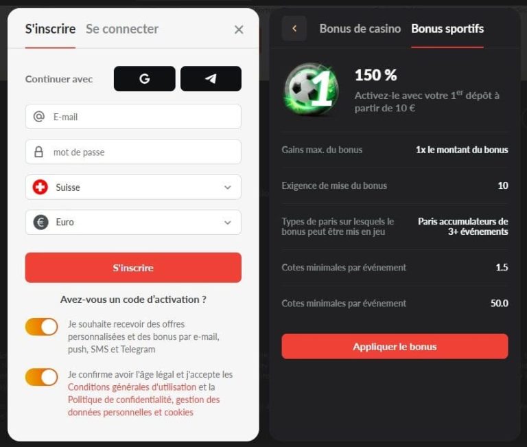 1Go Casino inscription