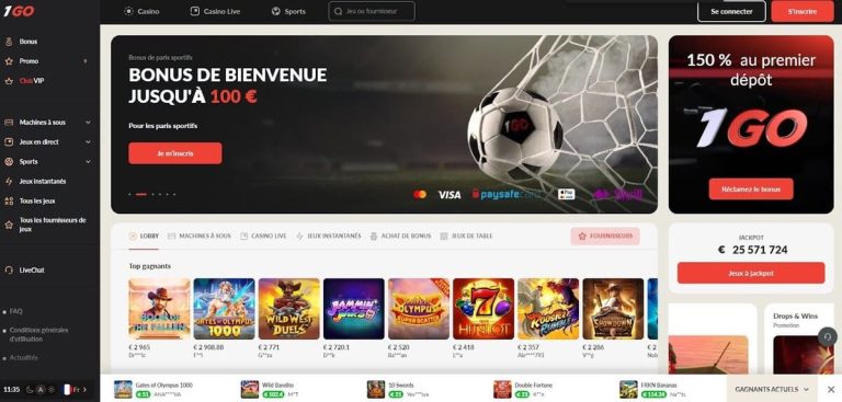 1Go Casino page accueil